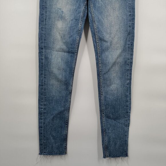 Zara Basic Z1975 Mid-Rise Raw Hem Denim Skinny Ankle Jeans Size 4 Women Blue - Picture 3 of 12